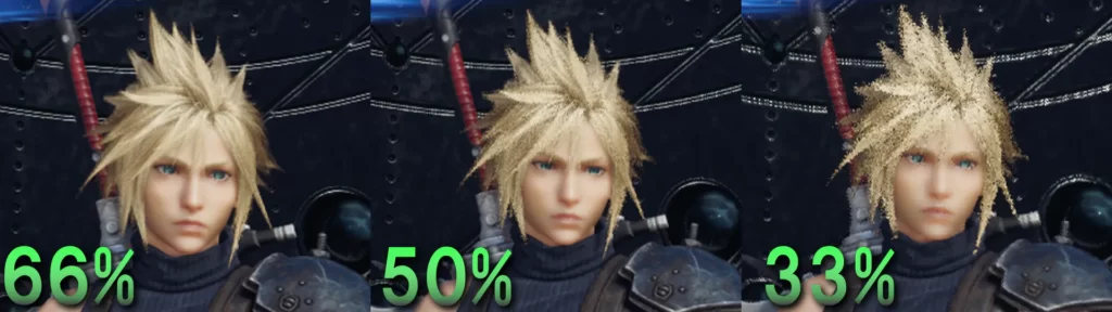 FF7Rebirthの動的解像度の比較画像